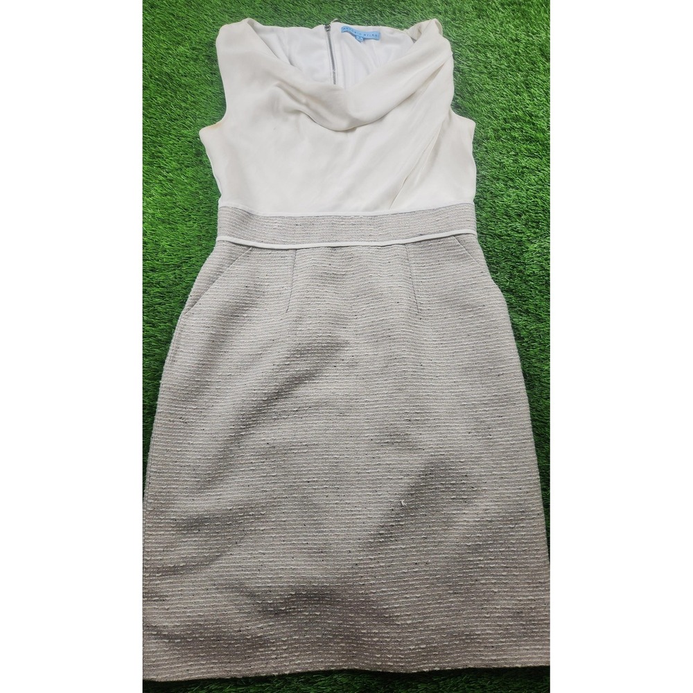 Antonio Melani Dress Womens 8 Gray Colorblock Cowl Neck Sheath Knee Length